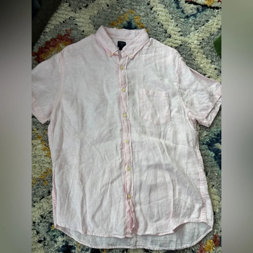 J.Crew 100% linen short sleeve button down mens large